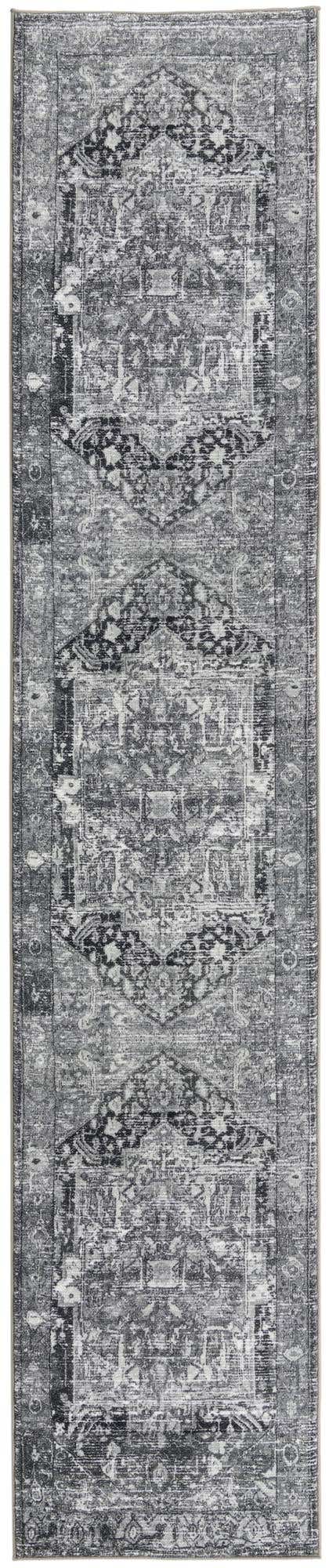 Washable Steel Gray 2' 7 x 13' Medina Runner Area Rug Easy to Clean Stain Resistant & Durable Polyester Classic Carpet for Home Decor & Design for Sale at Rug Engine