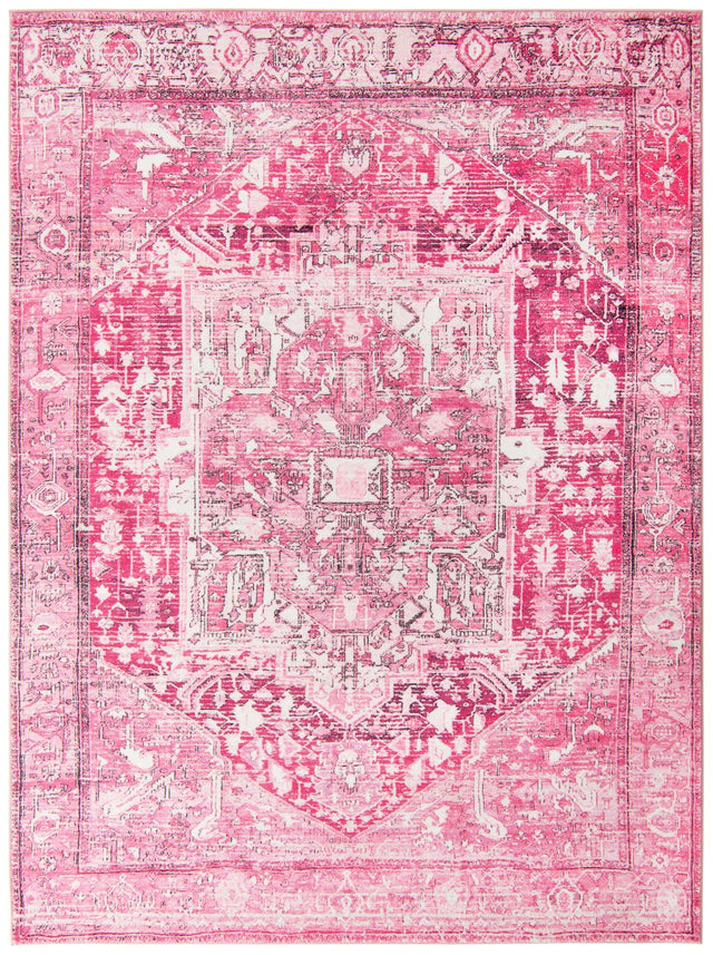 Washable Plumrose Pink 7' 10 x 10' 4 Medina Rectangle Area Rug Easy to Clean Stain Resistant & Durable Polyester Classic Carpet for Home Decor & Design for Sale at Rug Engine