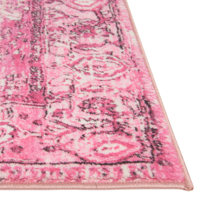 Washable Plumrose Pink 6' 7 x 9' Medina Rectangle Area Rug Easy to Clean Stain Resistant & Durable Polyester Classic Carpet for Home Decor & Design for Sale at Rug Engine