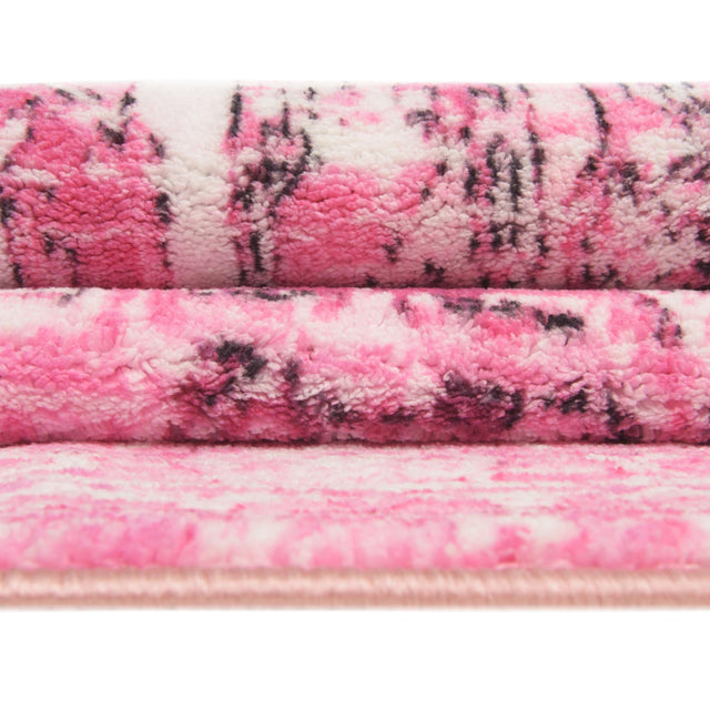 Washable Plumrose Pink 6' 7 x 9' Medina Rectangle Area Rug Easy to Clean Stain Resistant & Durable Polyester Classic Carpet for Home Decor & Design for Sale at Rug Engine