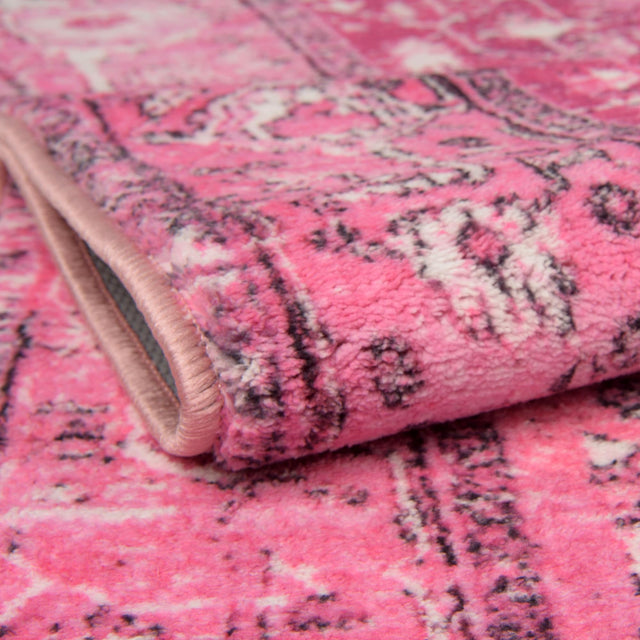 Washable Plumrose Pink 7' 10 x 7' 10 Medina Square Area Rug Easy to Clean Stain Resistant & Durable Polyester Classic Carpet for Home Decor & Design for Sale at Rug Engine