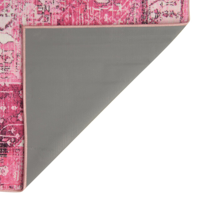 Washable Plumrose Pink 2' 2 x 10' Medina Runner Area Rug Easy to Clean Stain Resistant & Durable Polyester Classic Carpet for Home Decor & Design for Sale at Rug Engine