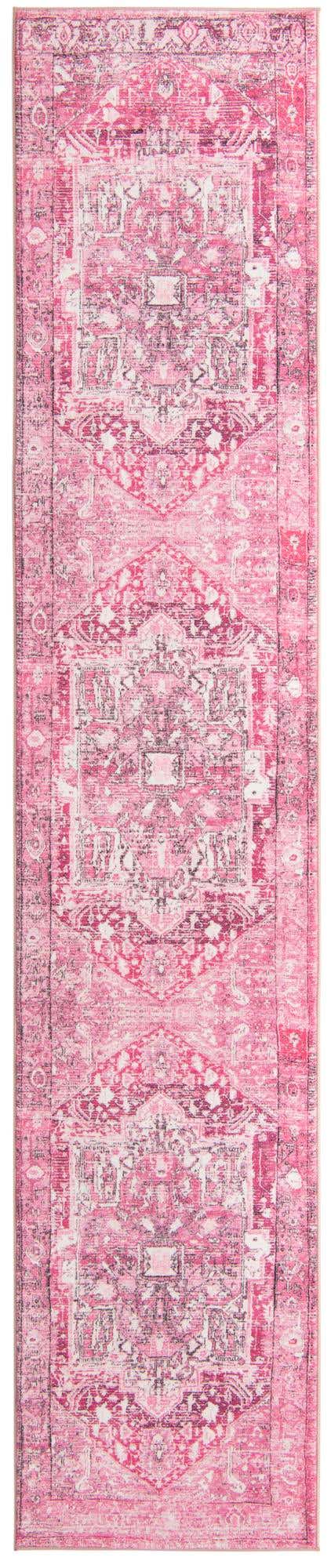 Washable Plumrose Pink 2' 7 x 13' Medina Runner Area Rug Easy to Clean Stain Resistant & Durable Polyester Classic Carpet for Home Decor & Design for Sale at Rug Engine
