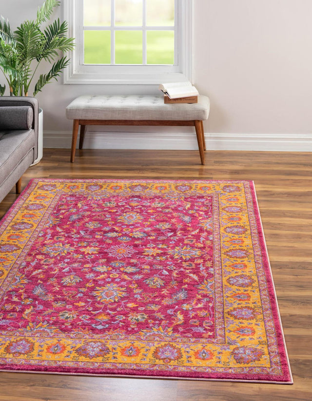 Washable Berry Pink 3' 3 x 5' 3 Medina Rectangle Area Rug Easy to Clean Stain Resistant & Durable Polyester Classic Carpet for Home Decor & Design for Sale at Rug Engine