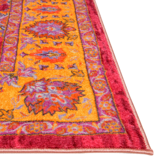 Washable Berry Pink 4' 4 x 6' Medina Rectangle Area Rug Easy to Clean Stain Resistant & Durable Polyester Classic Carpet for Home Decor & Design for Sale at Rug Engine