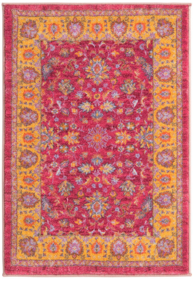 Washable Berry Pink 2' 2 x 3' Medina Rectangle Area Rug Easy to Clean Stain Resistant & Durable Polyester Classic Carpet for Home Decor & Design for Sale at Rug Engine