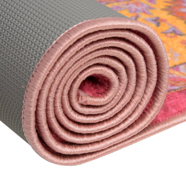 Washable Berry Pink 7' 10 x 7' 10 Medina Square Area Rug Easy to Clean Stain Resistant & Durable Polyester Classic Carpet for Home Decor & Design for Sale at Rug Engine