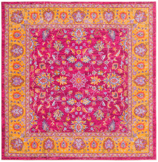 Washable Berry Pink 7' 10 x 7' 10 Medina Square Area Rug Easy to Clean Stain Resistant & Durable Polyester Classic Carpet for Home Decor & Design for Sale at Rug Engine