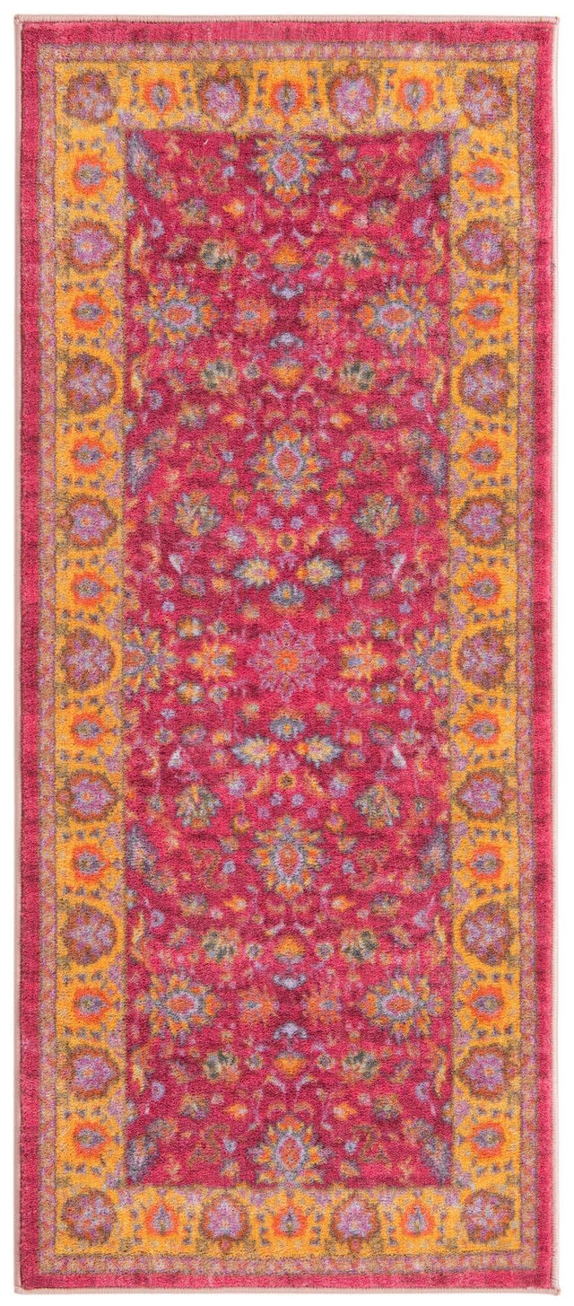 Washable Berry Pink 2' 2 x 5' Medina Runner Area Rug Easy to Clean Stain Resistant & Durable Polyester Classic Carpet for Home Decor & Design for Sale at Rug Engine