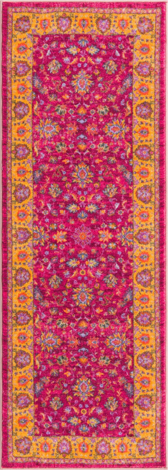 Washable Berry Pink 2' 2 x 6' Medina Runner Area Rug Easy to Clean Stain Resistant & Durable Polyester Classic Carpet for Home Decor & Design for Sale at Rug Engine