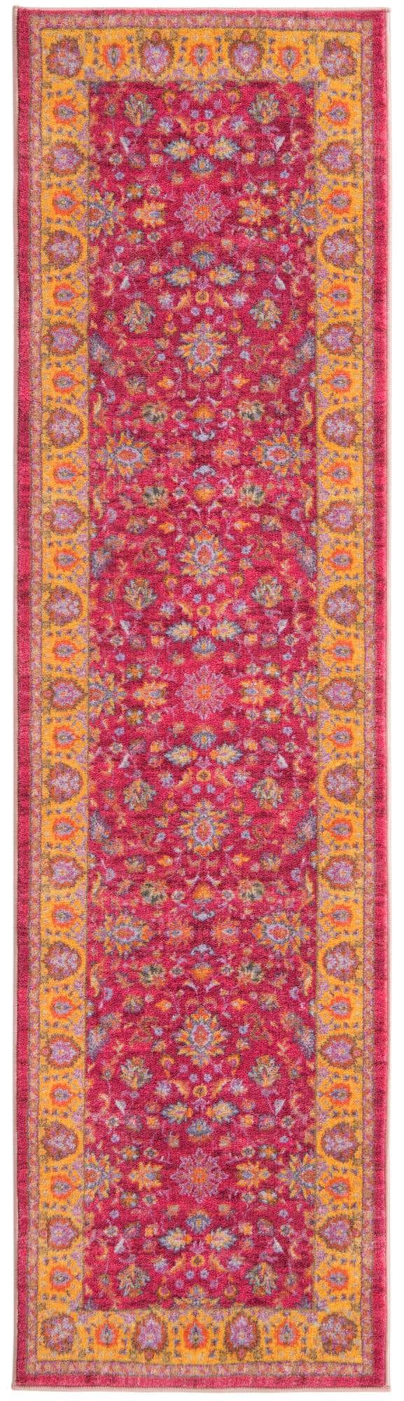 Washable Berry Pink 2' 2 x 7' 10 Medina Runner Area Rug Easy to Clean Stain Resistant & Durable Polyester Classic Carpet for Home Decor & Design for Sale at Rug Engine