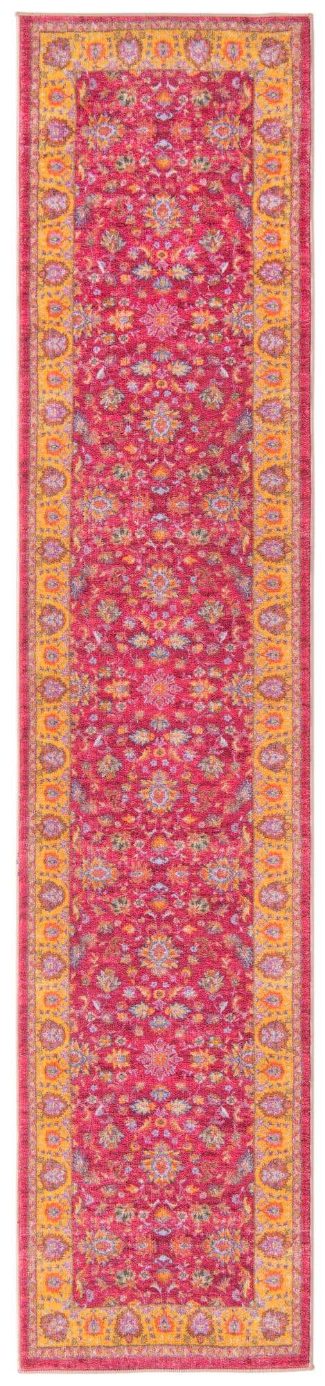 Washable Berry Pink 2' 2 x 10' Medina Runner Area Rug Easy to Clean Stain Resistant & Durable Polyester Classic Carpet for Home Decor & Design for Sale at Rug Engine