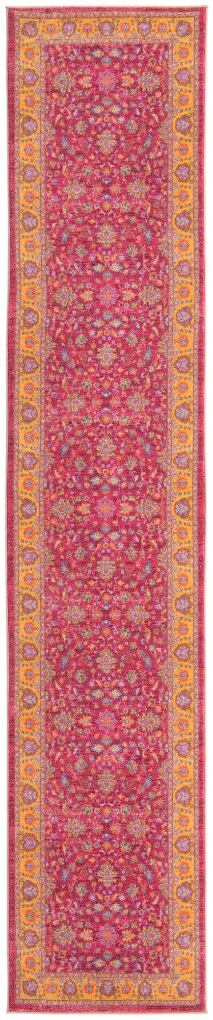Washable Berry Pink 2' 7 x 13' Medina Runner Area Rug Easy to Clean Stain Resistant & Durable Polyester Classic Carpet for Home Decor & Design for Sale at Rug Engine