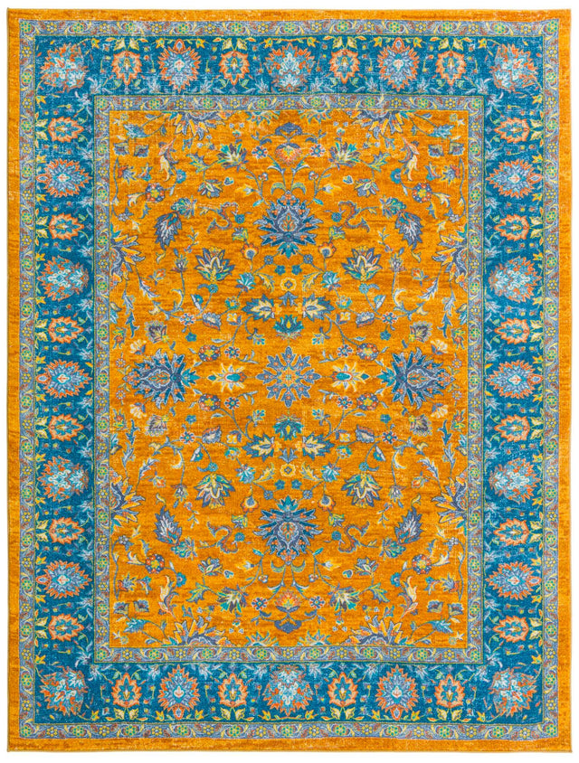 Washable Sunshine Yellow 7' 10 x 10' 4 Medina Rectangle Area Rug Easy to Clean Stain Resistant & Durable Polyester Classic Carpet for Home Decor & Design for Sale at Rug Engine