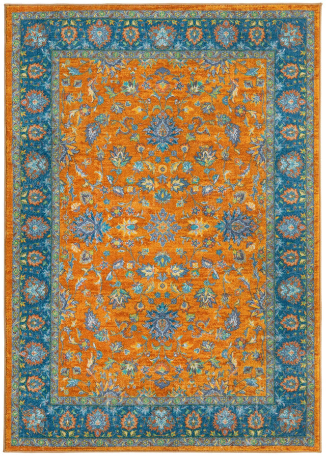Washable Sunshine Yellow 4' 4 x 6' Medina Rectangle Area Rug Easy to Clean Stain Resistant & Durable Polyester Classic Carpet for Home Decor & Design for Sale at Rug Engine