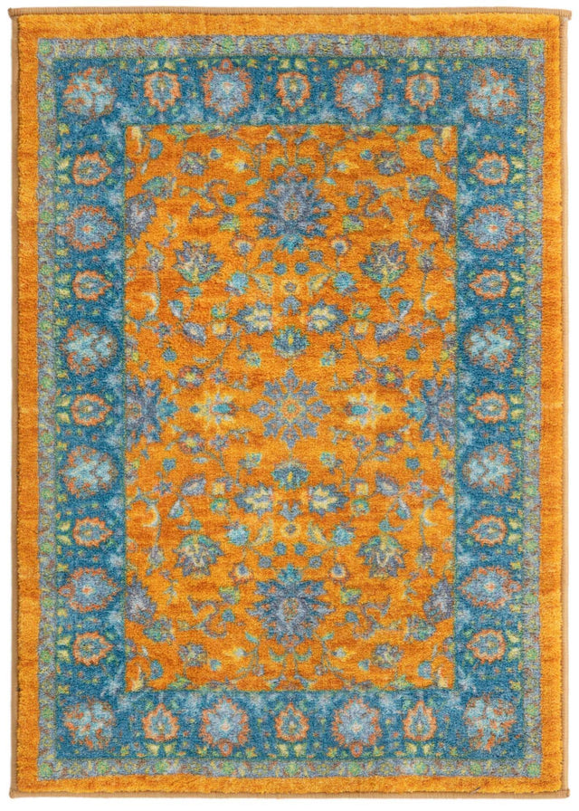 Washable Sunshine Yellow 2' 2 x 3' Medina Rectangle Area Rug Easy to Clean Stain Resistant & Durable Polyester Classic Carpet for Home Decor & Design for Sale at Rug Engine