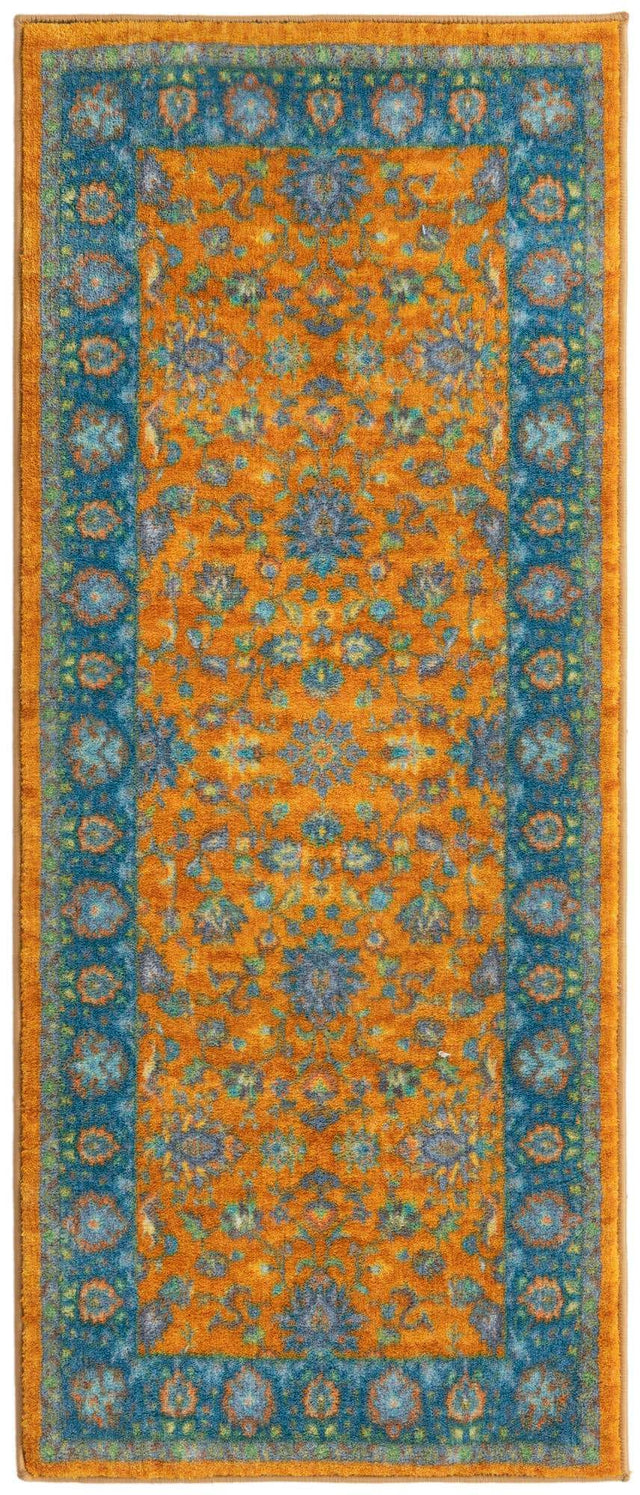 Washable Sunshine Yellow 2' 2 x 5' Medina Runner Area Rug Easy to Clean Stain Resistant & Durable Polyester Classic Carpet for Home Decor & Design for Sale at Rug Engine