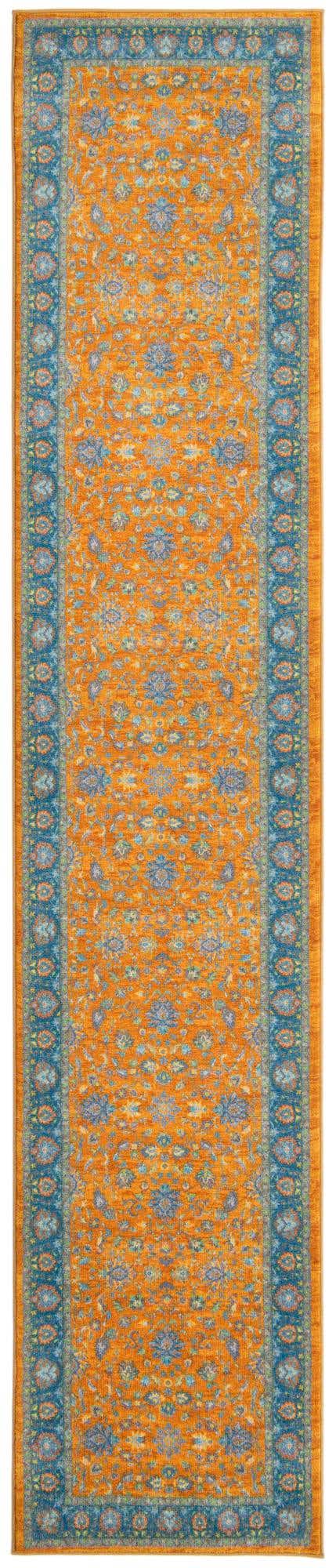 Washable Sunshine Yellow 2' 7 x 13' Medina Runner Area Rug Easy to Clean Stain Resistant & Durable Polyester Classic Carpet for Home Decor & Design for Sale at Rug Engine