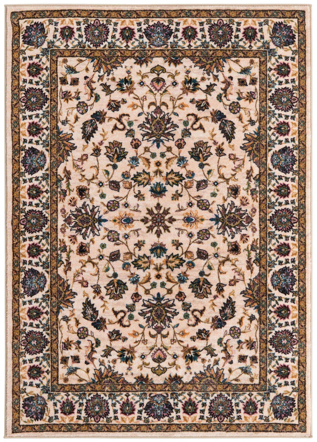 Washable Ivory 4' 4 x 6' Medina Rectangle Area Rug Easy to Clean Stain Resistant & Durable Polyester Classic Carpet for Home Decor & Design for Sale at Rug Engine