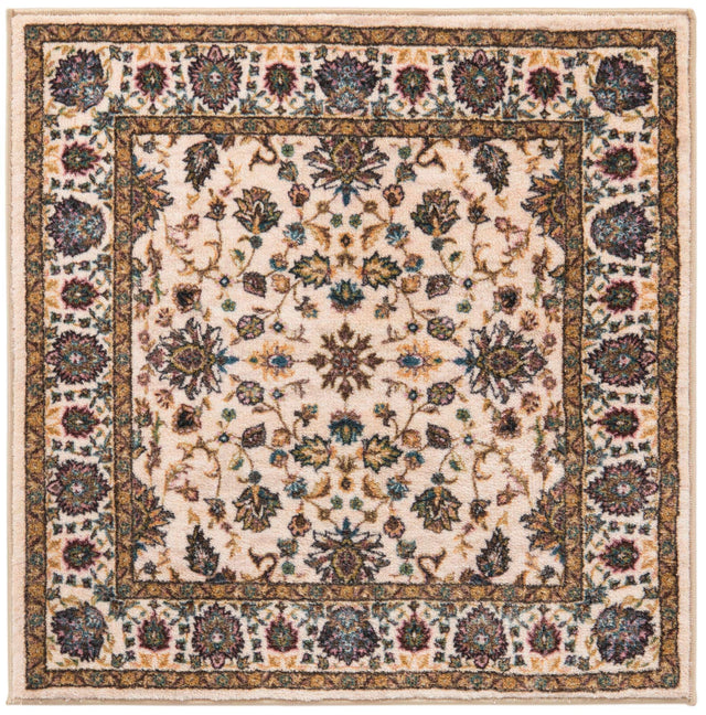 Washable Ivory 3' 3 x 3' 3 Medina Square Area Rug Easy to Clean Stain Resistant & Durable Polyester Classic Carpet for Home Decor & Design for Sale at Rug Engine