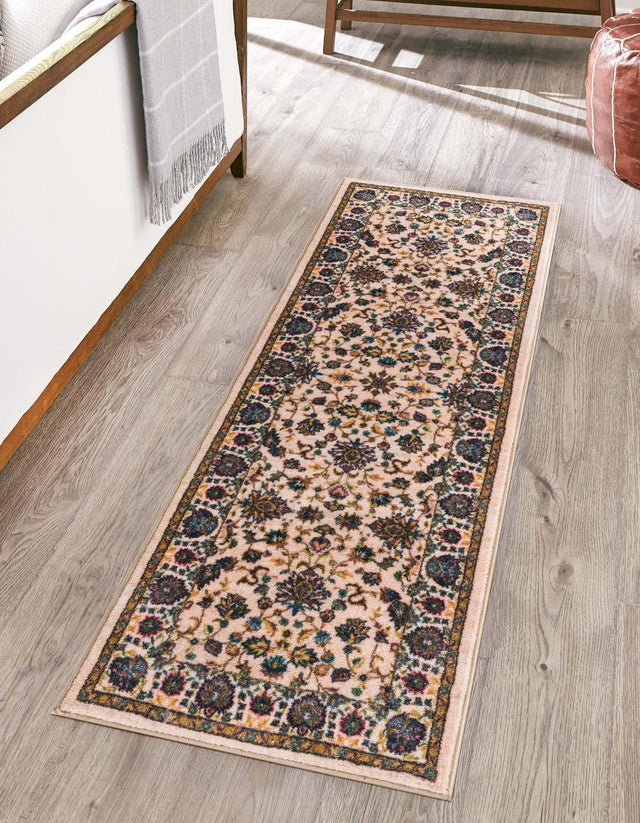 Washable Ivory 2' 7 x 13' Medina Runner Area Rug Easy to Clean Stain Resistant & Durable Polyester Classic Carpet for Home Decor & Design for Sale at Rug Engine
