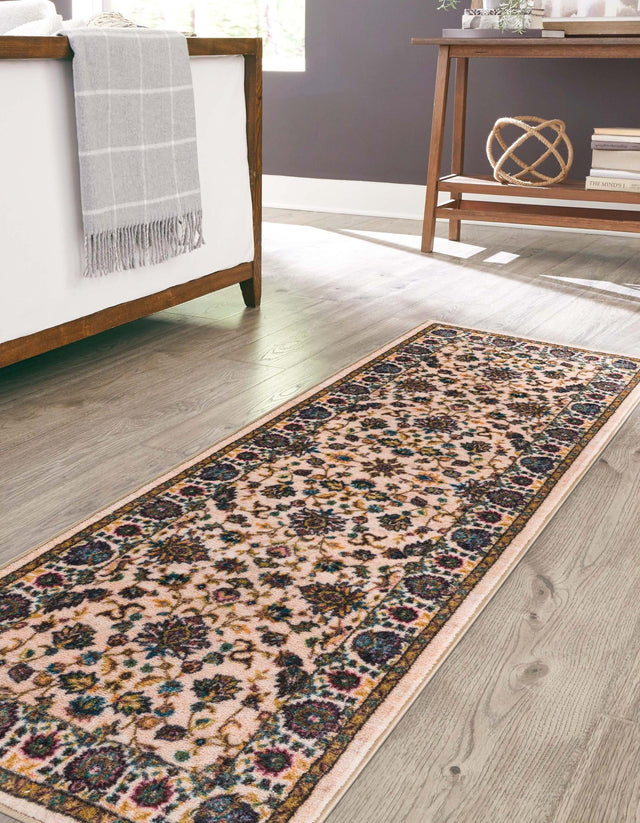 Washable Ivory 2' 2 x 7' 10 Medina Runner Area Rug Easy to Clean Stain Resistant & Durable Polyester Classic Carpet for Home Decor & Design for Sale at Rug Engine