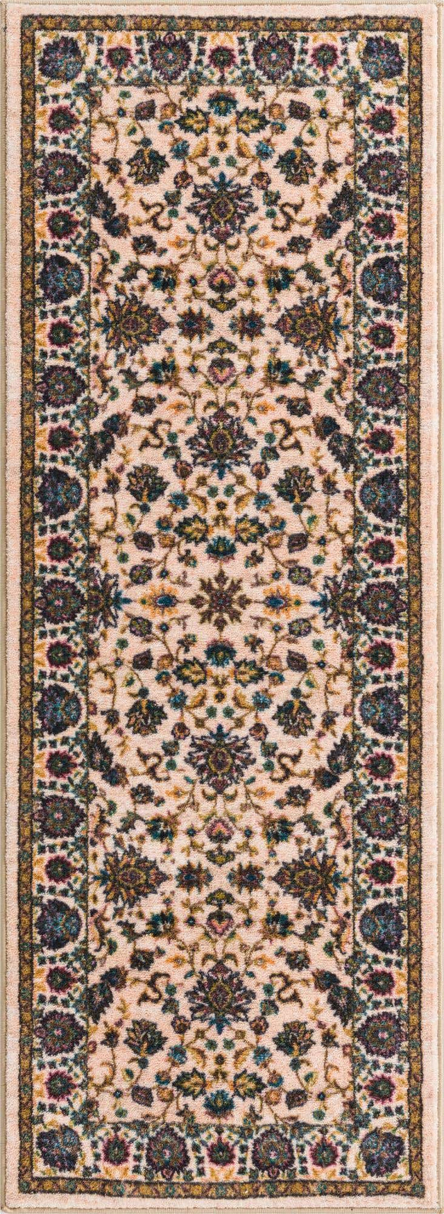 Washable Ivory 2' 2 x 6' Medina Runner Area Rug Easy to Clean Stain Resistant & Durable Polyester Classic Carpet for Home Decor & Design for Sale at Rug Engine