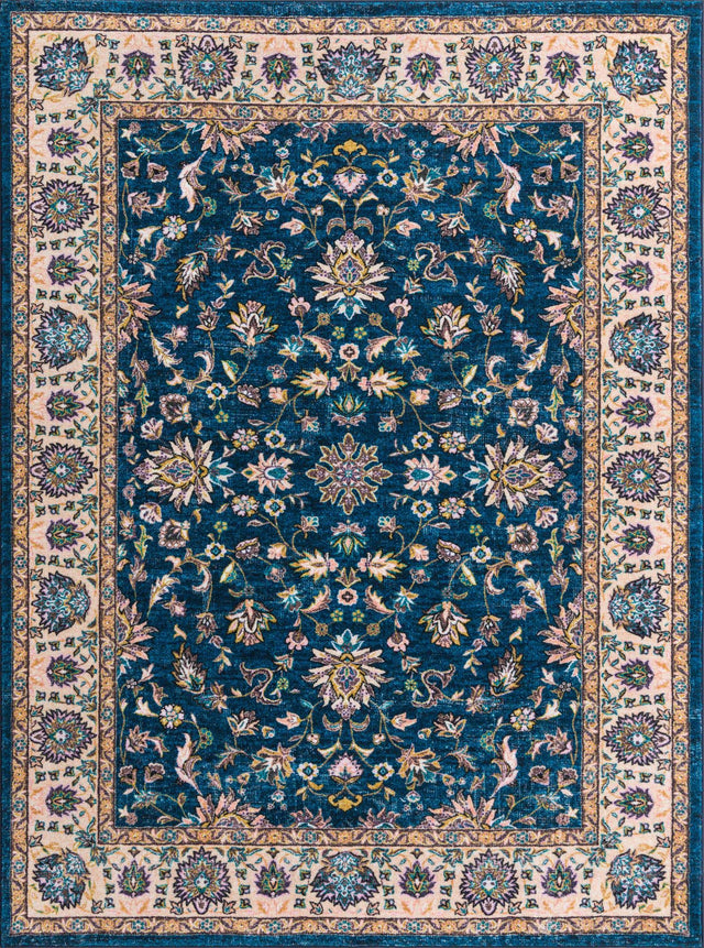 Washable Egyptian Blue 6' 7 x 9' Medina Rectangle Area Rug Easy to Clean Stain Resistant & Durable Polyester Classic Carpet for Home Decor & Design for Sale at Rug Engine