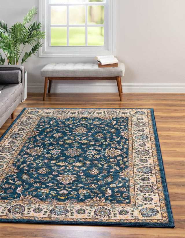 Washable Egyptian Blue 3' 3 x 5' 3 Medina Rectangle Area Rug Easy to Clean Stain Resistant & Durable Polyester Classic Carpet for Home Decor & Design for Sale at Rug Engine