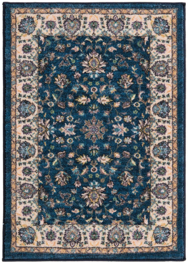 Washable Egyptian Blue 2' 2 x 3' Medina Rectangle Area Rug Easy to Clean Stain Resistant & Durable Polyester Classic Carpet for Home Decor & Design for Sale at Rug Engine