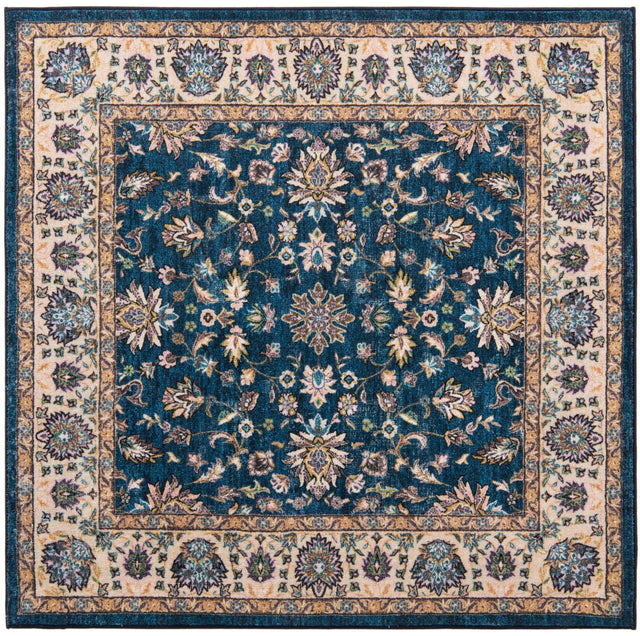 Washable Egyptian Blue 5' 3 x 5' 3 Medina Square Area Rug Easy to Clean Stain Resistant & Durable Polyester Classic Carpet for Home Decor & Design for Sale at Rug Engine
