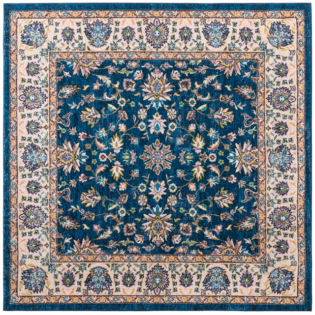 Washable Egyptian Blue 7' 10 x 7' 10 Medina Square Area Rug Easy to Clean Stain Resistant & Durable Polyester Classic Carpet for Home Decor & Design for Sale at Rug Engine