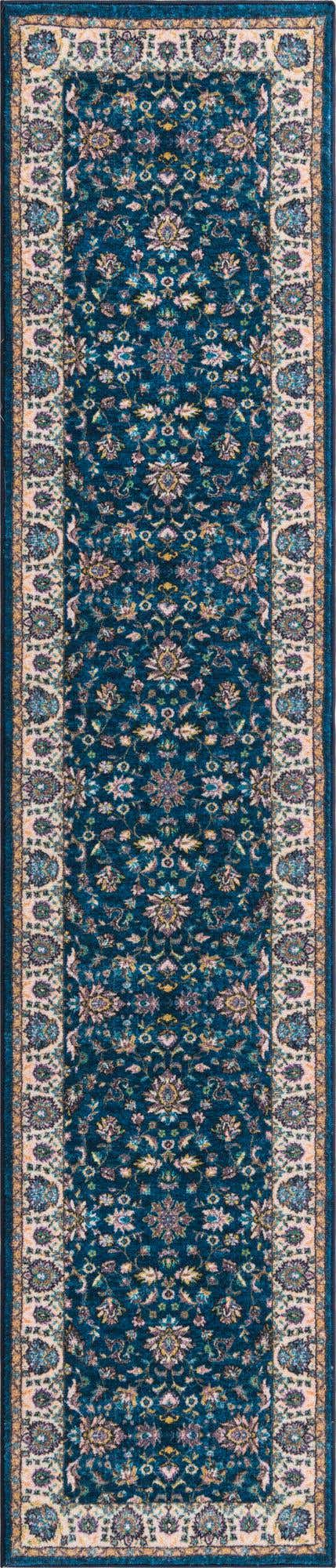 Washable Egyptian Blue 2' 2 x 10' Medina Runner Area Rug Easy to Clean Stain Resistant & Durable Polyester Classic Carpet for Home Decor & Design for Sale at Rug Engine