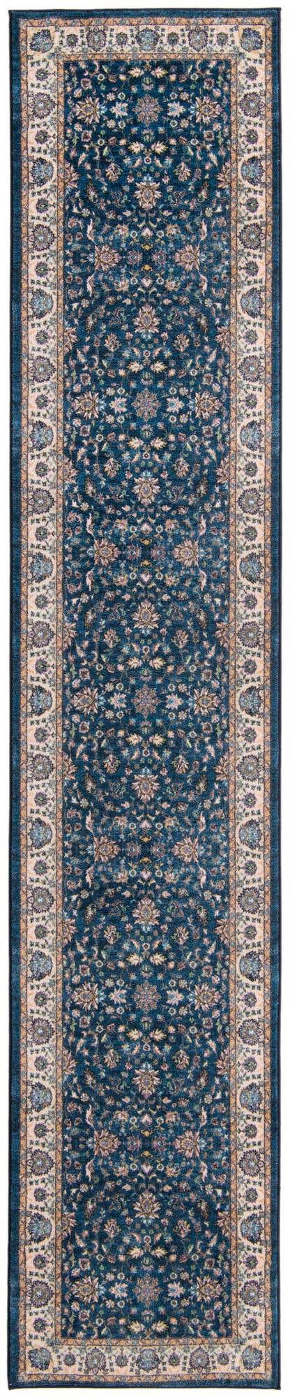 Washable Egyptian Blue 2' 7 x 13' Medina Runner Area Rug Easy to Clean Stain Resistant & Durable Polyester Classic Carpet for Home Decor & Design for Sale at Rug Engine