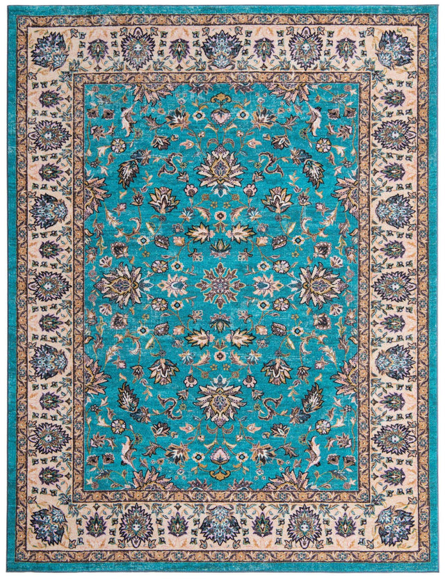 Washable Arctic Aqua Blue 7' 10 x 10' 4 Medina Rectangle Area Rug Easy to Clean Stain Resistant & Durable Polyester Classic Carpet for Home Decor & Design for Sale at Rug Engine