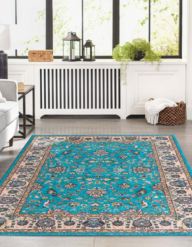 Washable Arctic Aqua Blue 2' 2 x 3' Medina Rectangle Area Rug Easy to Clean Stain Resistant & Durable Polyester Classic Carpet for Home Decor & Design for Sale at Rug Engine