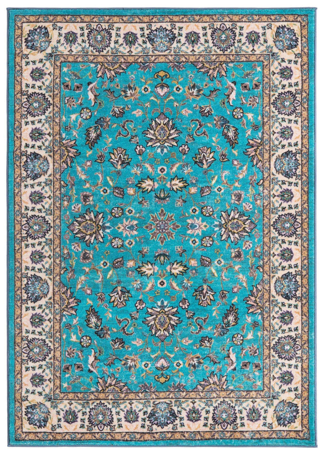 Washable Arctic Aqua Blue 4' 4 x 6' Medina Rectangle Area Rug Easy to Clean Stain Resistant & Durable Polyester Classic Carpet for Home Decor & Design for Sale at Rug Engine