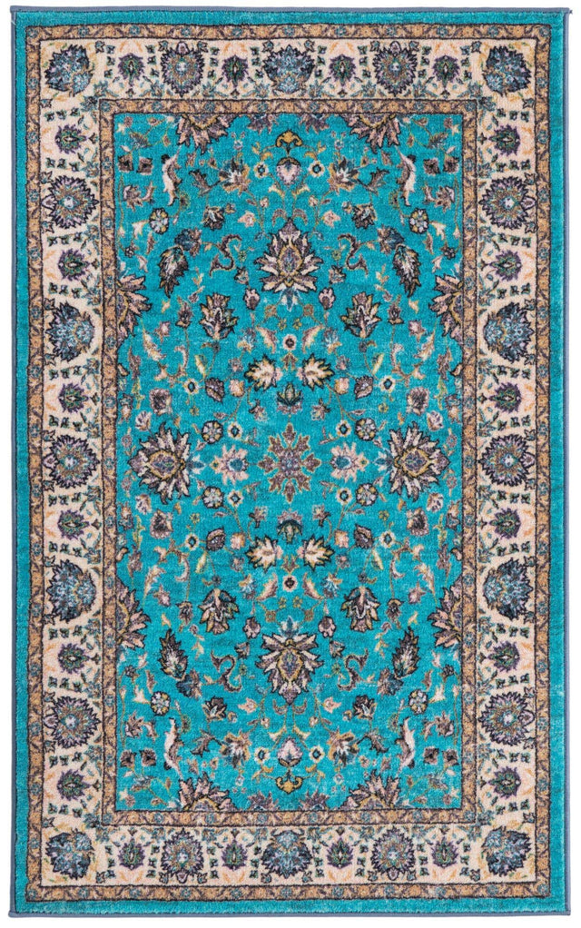 Washable Arctic Aqua Blue 3' 3 x 5' 3 Medina Rectangle Area Rug Easy to Clean Stain Resistant & Durable Polyester Classic Carpet for Home Decor & Design for Sale at Rug Engine