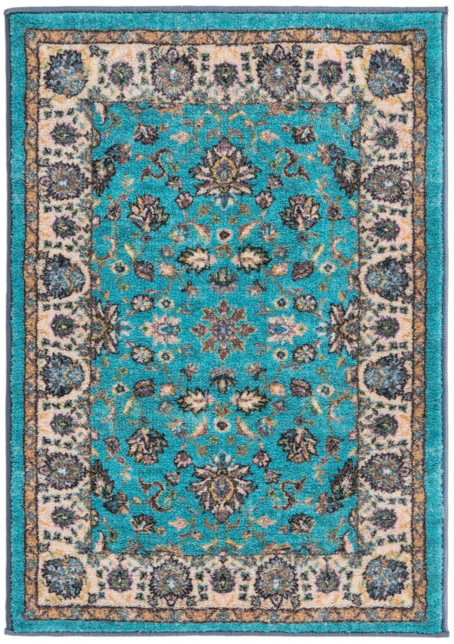 Washable Arctic Aqua Blue 2' 2 x 3' Medina Rectangle Area Rug Easy to Clean Stain Resistant & Durable Polyester Classic Carpet for Home Decor & Design for Sale at Rug Engine