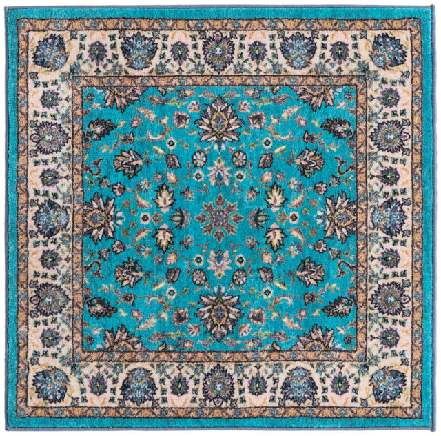 Washable Arctic Aqua Blue 3' 3 x 3' 3 Medina Square Area Rug Easy to Clean Stain Resistant & Durable Polyester Classic Carpet for Home Decor & Design for Sale at Rug Engine