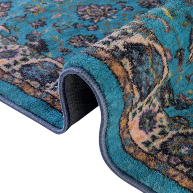 Washable Arctic Aqua Blue 3' 3 x 3' 3 Medina Square Area Rug Easy to Clean Stain Resistant & Durable Polyester Classic Carpet for Home Decor & Design for Sale at Rug Engine