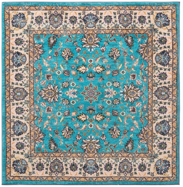 Washable Arctic Aqua Blue 5' 3 x 5' 3 Medina Square Area Rug Easy to Clean Stain Resistant & Durable Polyester Classic Carpet for Home Decor & Design for Sale at Rug Engine
