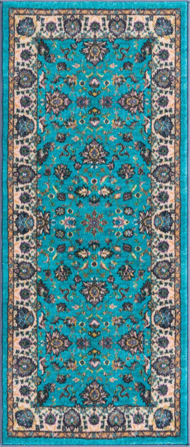 Washable Arctic Aqua Blue 2' 2 x 5' Medina Runner Area Rug Easy to Clean Stain Resistant & Durable Polyester Classic Carpet for Home Decor & Design for Sale at Rug Engine