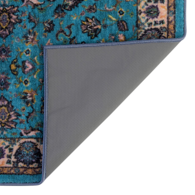 Washable Arctic Aqua Blue 2' 2 x 7' 10 Medina Runner Area Rug Easy to Clean Stain Resistant & Durable Polyester Classic Carpet for Home Decor & Design for Sale at Rug Engine