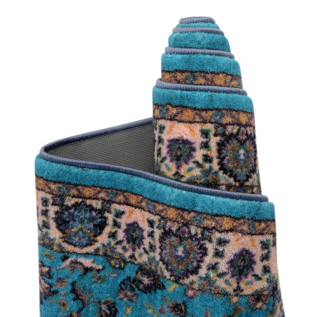 Washable Arctic Aqua Blue 2' 2 x 6' Medina Runner Area Rug Easy to Clean Stain Resistant & Durable Polyester Classic Carpet for Home Decor & Design for Sale at Rug Engine