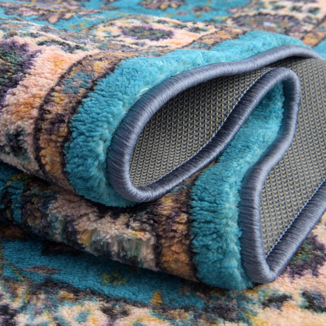 Washable Arctic Aqua Blue 2' 2 x 7' 10 Medina Runner Area Rug Easy to Clean Stain Resistant & Durable Polyester Classic Carpet for Home Decor & Design for Sale at Rug Engine