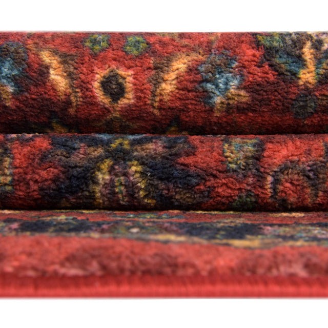 Washable Classic Red 5' 3 x 7' 9 Medina Rectangle Area Rug Easy to Clean Stain Resistant & Durable Polyester Classic Carpet for Home Decor & Design for Sale at Rug Engine