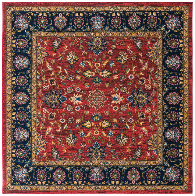 Washable Classic Red 7' 10 x 7' 10 Medina Square Area Rug Easy to Clean Stain Resistant & Durable Polyester Classic Carpet for Home Decor & Design for Sale at Rug Engine