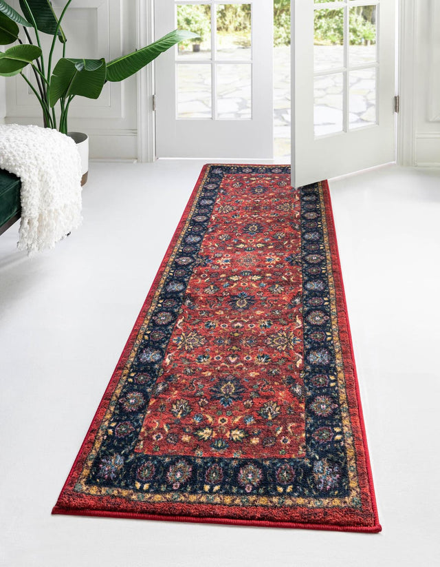 Washable Classic Red 2' 2 x 7' 10 Medina Runner Area Rug Easy to Clean Stain Resistant & Durable Polyester Classic Carpet for Home Decor & Design for Sale at Rug Engine