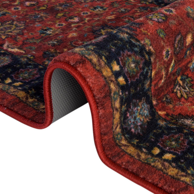 Washable Classic Red 2' 2 x 5' Medina Runner Area Rug Easy to Clean Stain Resistant & Durable Polyester Classic Carpet for Home Decor & Design for Sale at Rug Engine